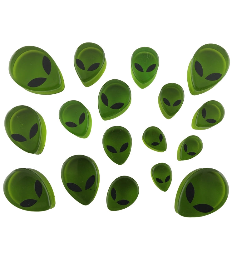 Green Alien Glass Reverse Teardrops