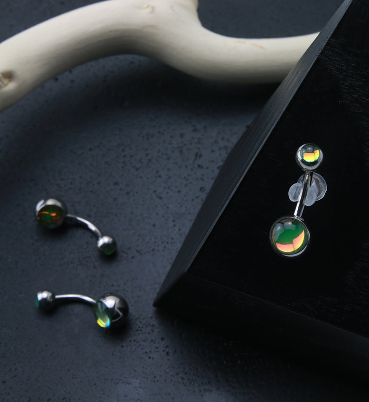 Green Aura Belly Button Ring