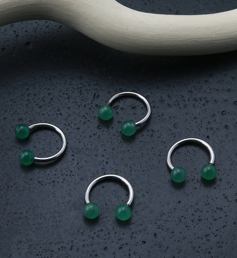 Green Aventurine Stone Circular Barbell