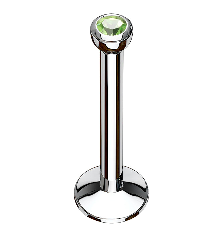 Green CZ Bezel Labret Stud