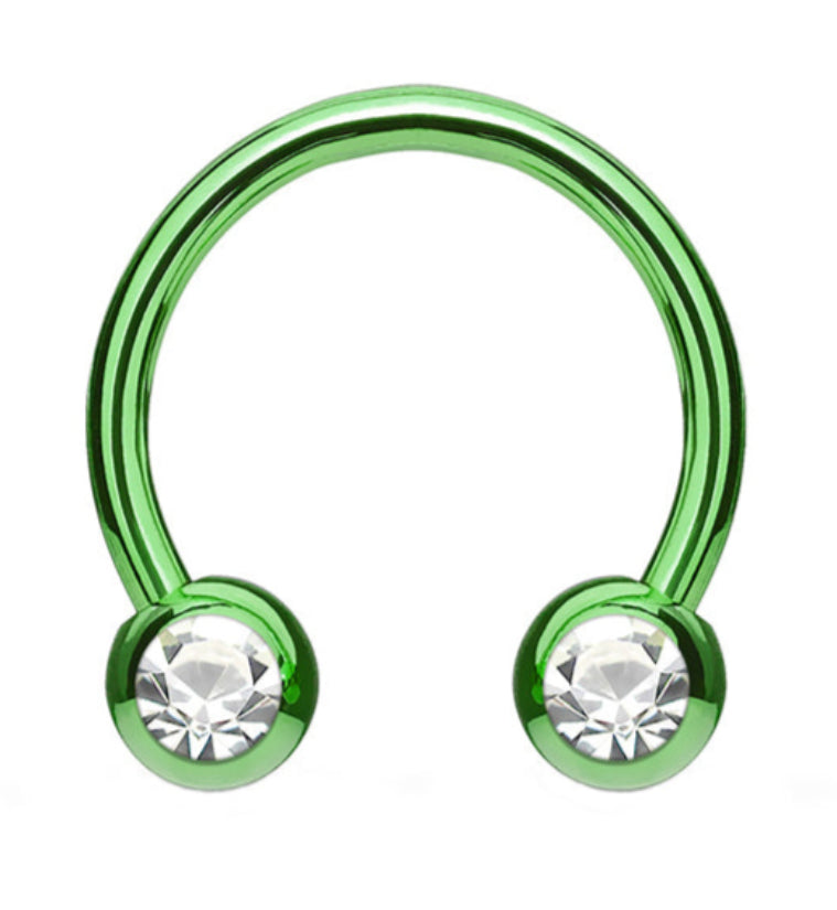 PVD Green CZ Circular Barbell