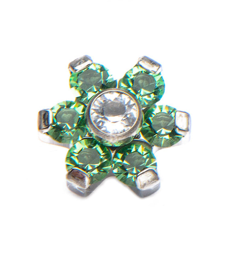 Green & Clear Floret Titanium Threaded End