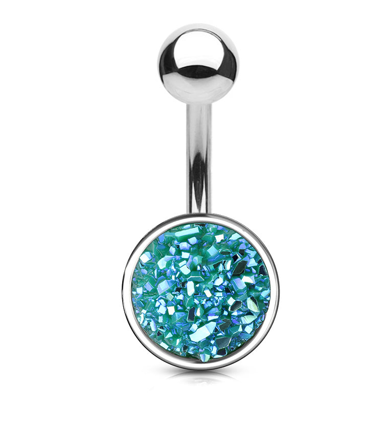 Green Druzy Shield Belly Button Ring
