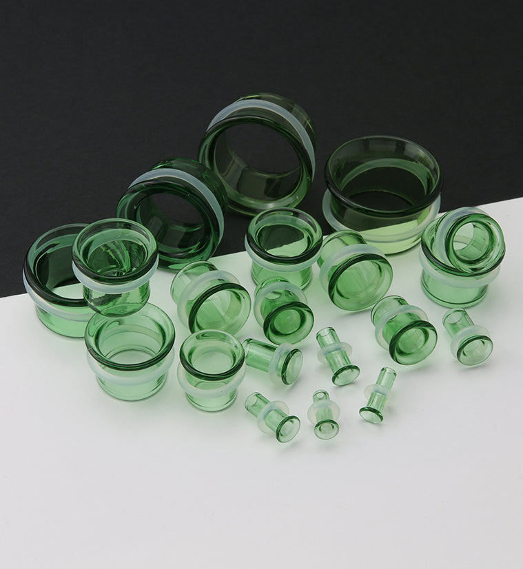 Green Glass Single Flare Tunnels