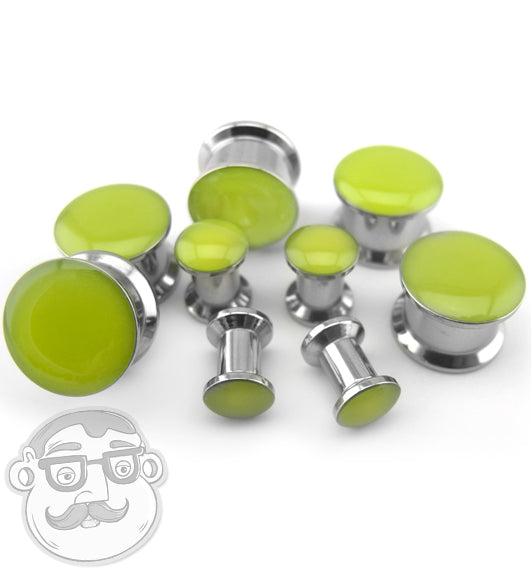 Green Glow In The Dark Steel Plugs