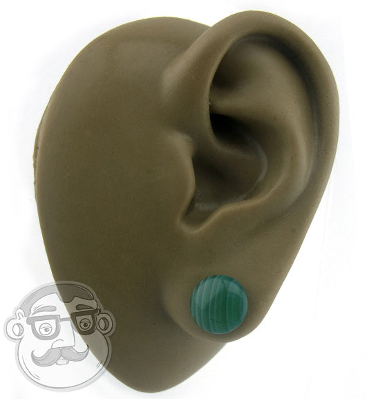 Green Line Agate Stone Plugs
