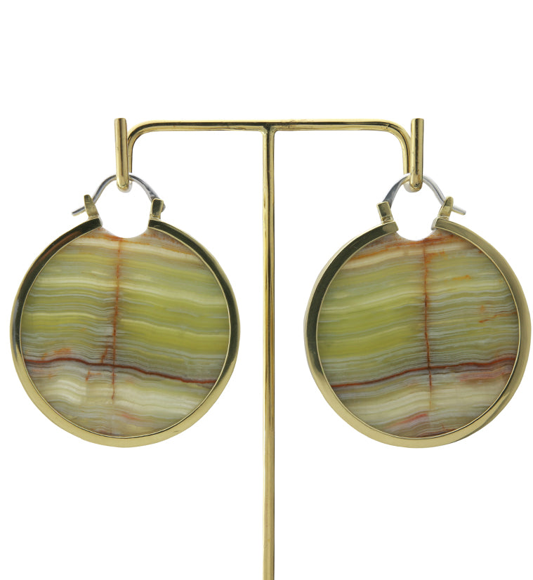 Green Onyx Stone Disc Ear Weights