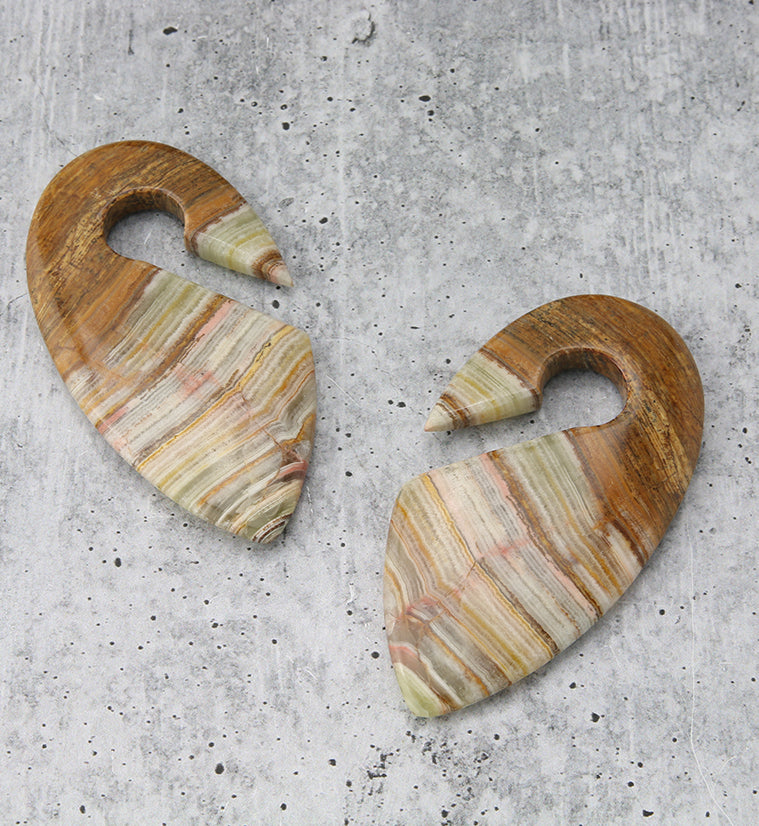 Green Onyx Stone Keyhole Ear Weights