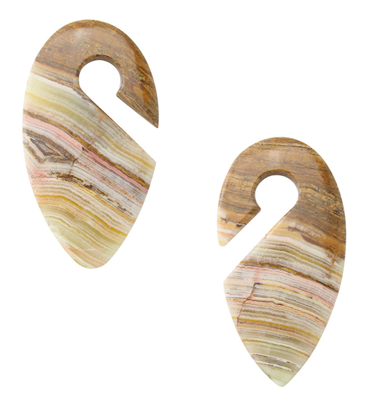 Green Onyx Stone Keyhole Ear Weights Version 2