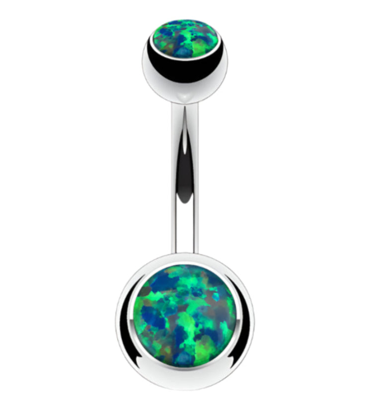 Green Opal Stainless Steel Belly Button Ring