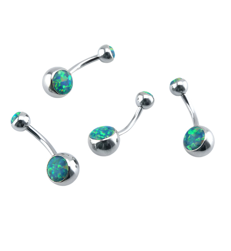 Green Opal Stainless Steel Belly Button Ring