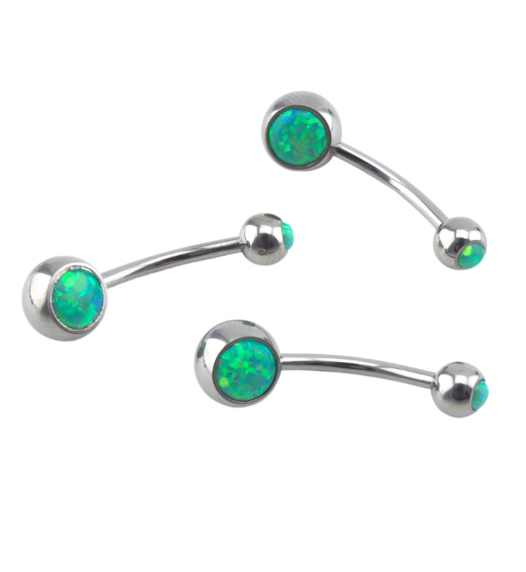 Green Opal Titanium Belly Button Ring
