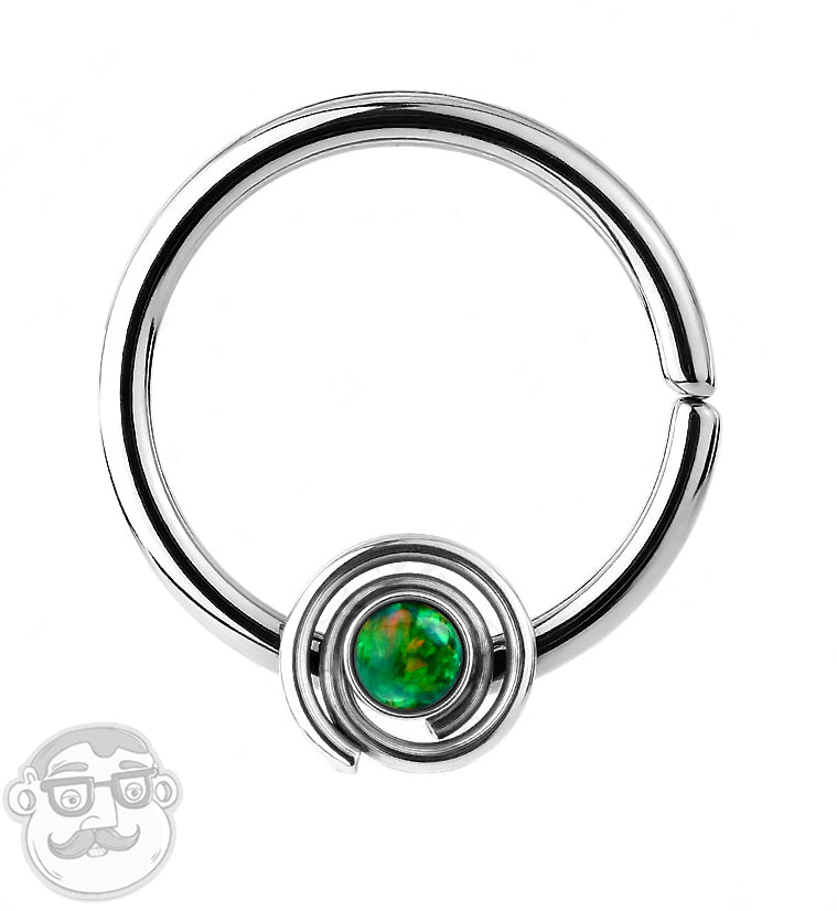 16G Green Opalite Coil Septum Ring