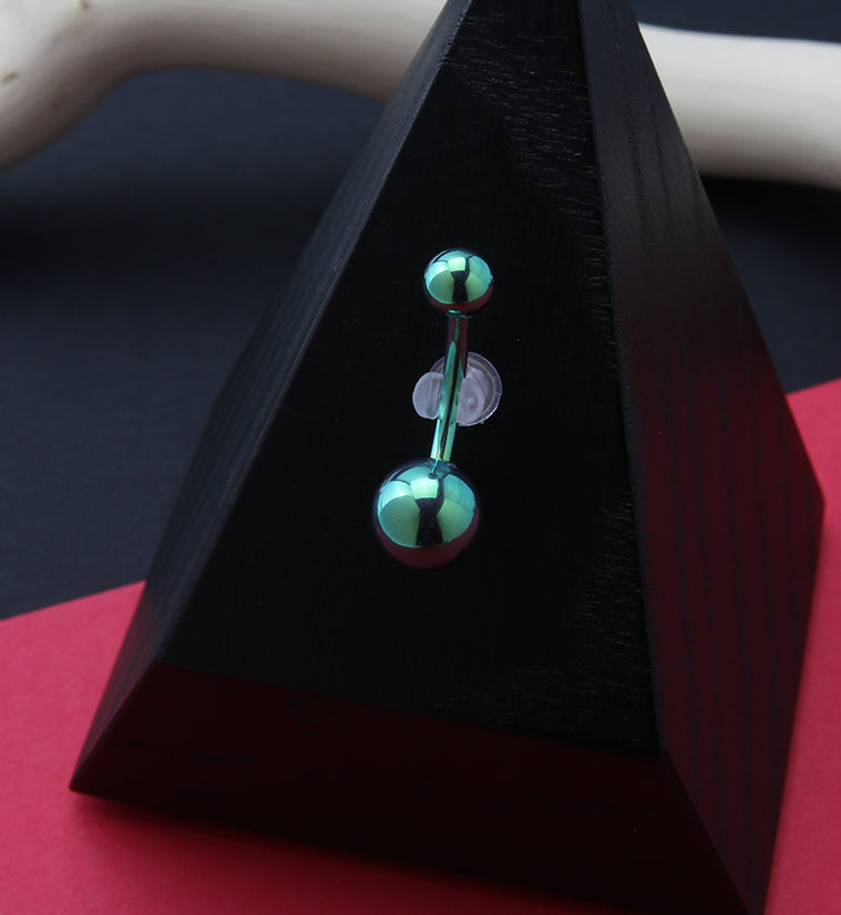 Green PVD Titanium Internally Threaded Belly Button Ring