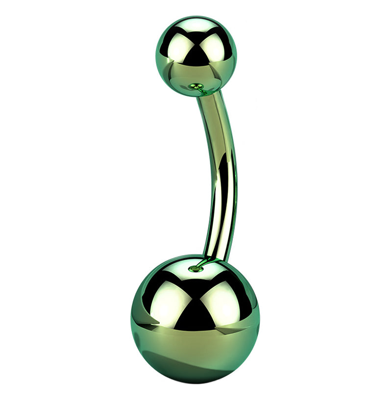 Green PVD Titanium Internally Threaded Belly Button Ring