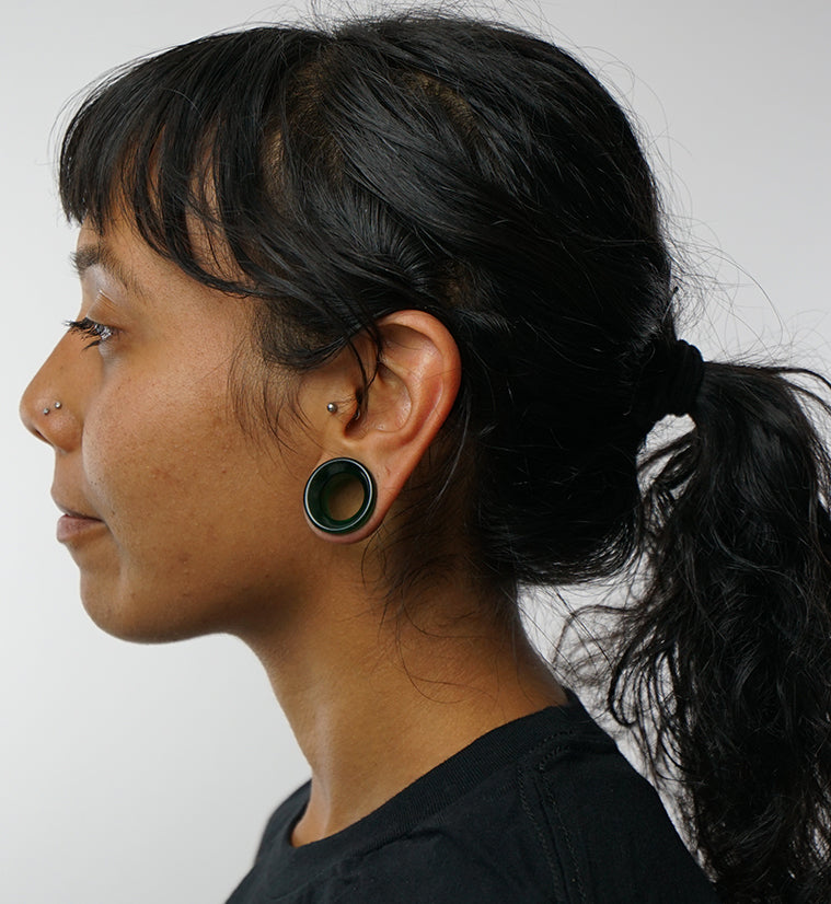 Emerald Green Glass Tunnel Plugs