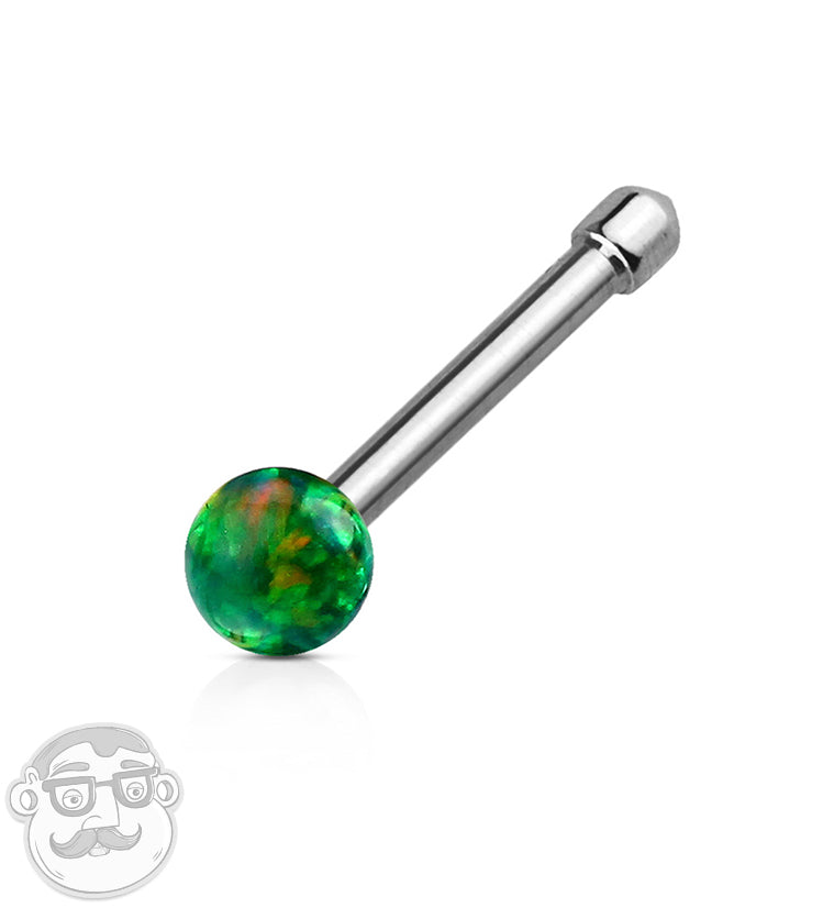 20G Green Opal Ball Stainless Steel Nose Stud Ring