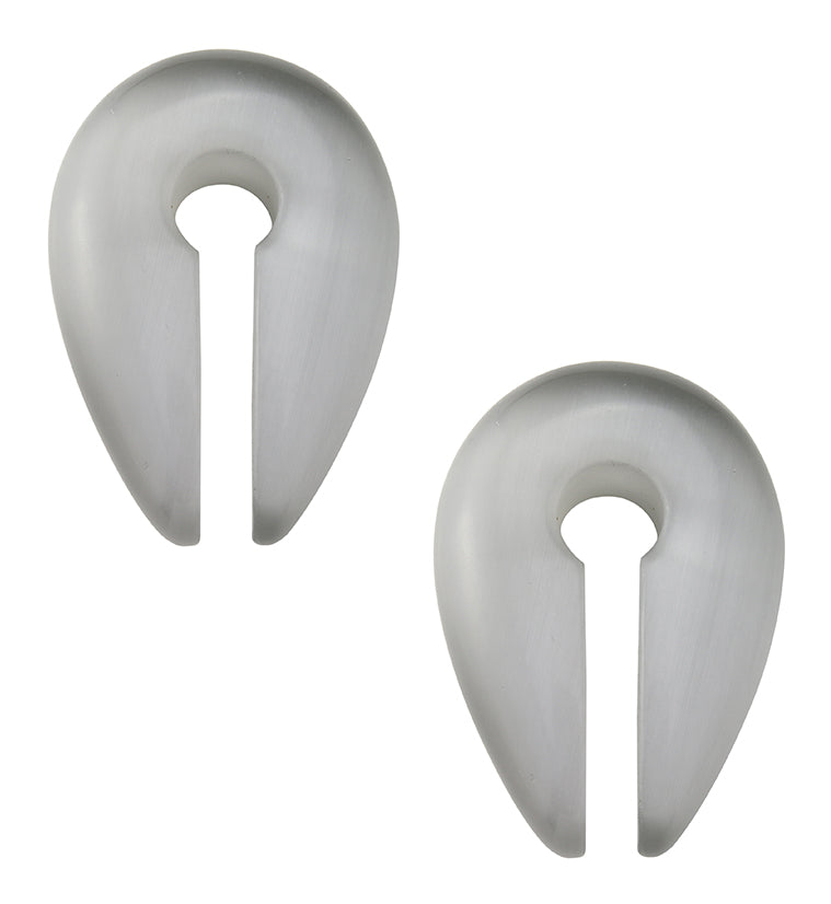 Grey Cat's Eye Glass Keyhole Ear Weights