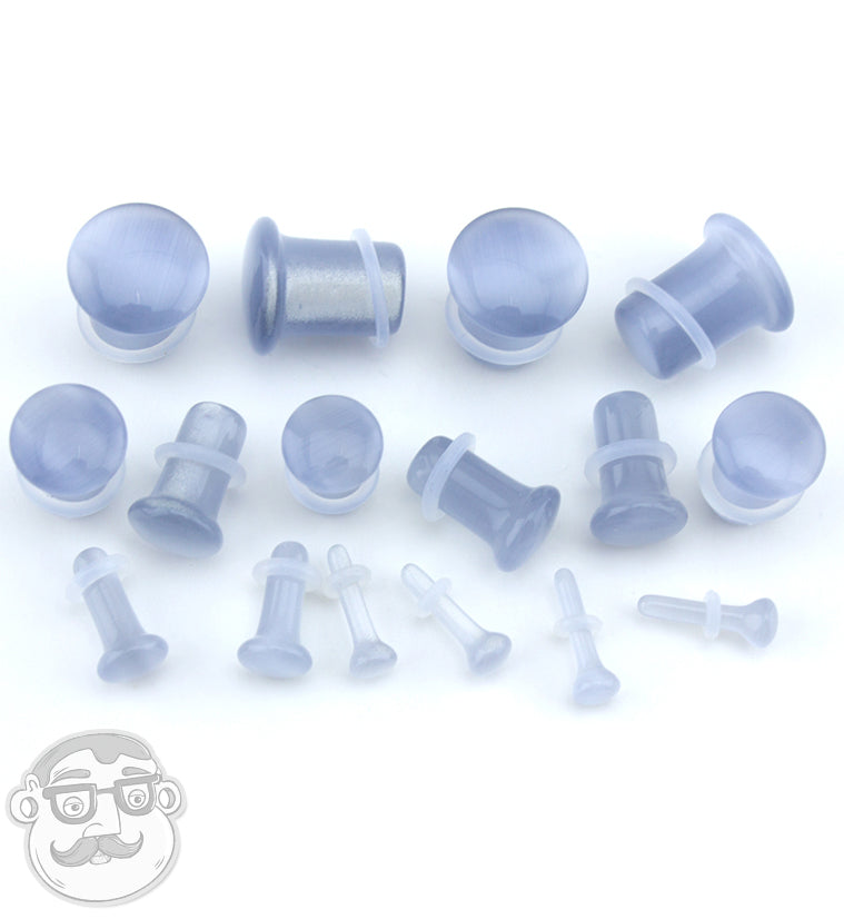 Grey Cat's Eye Glass Single Flare Plugs