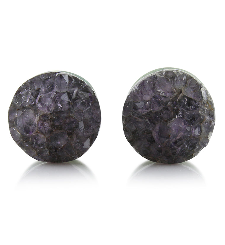 Raw Amethyst Plugs 43/64" (17mm) Version 8