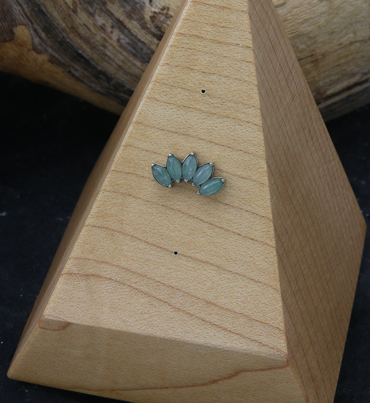 Half Crown Aquamarine Stone Threadless Titanium Top