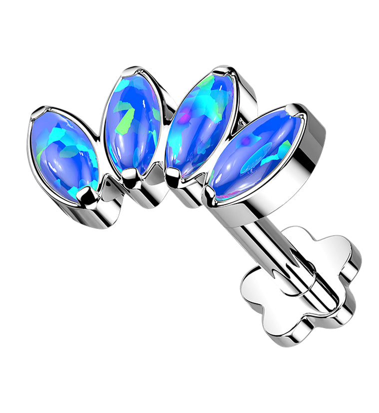 Half Crown Blue Opalite Titanium Threadless Labret