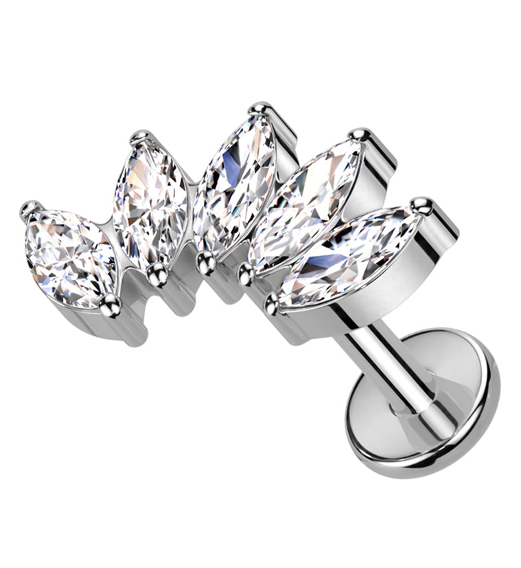 Half Crown CZ Internally Threaded Titanium Labret