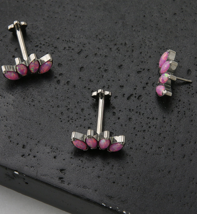Half Crown Pink Opalite Titanium Threadless Labret