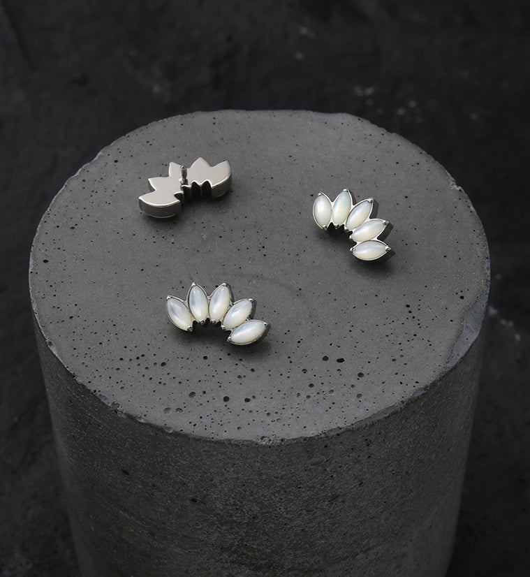 Half Crown White MOP Internally Threaded Titanium Top