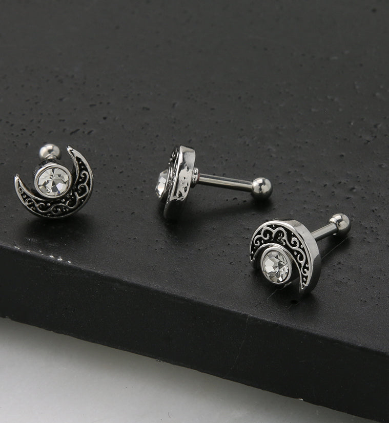 Half Moon CZ Cartilage Barbell