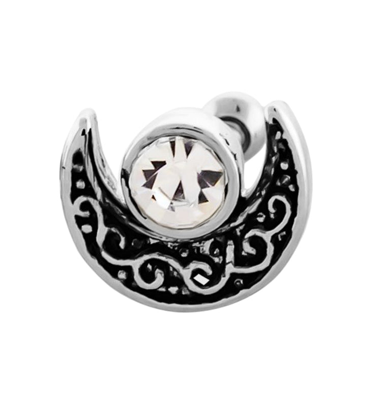 Half Moon CZ Cartilage Barbell