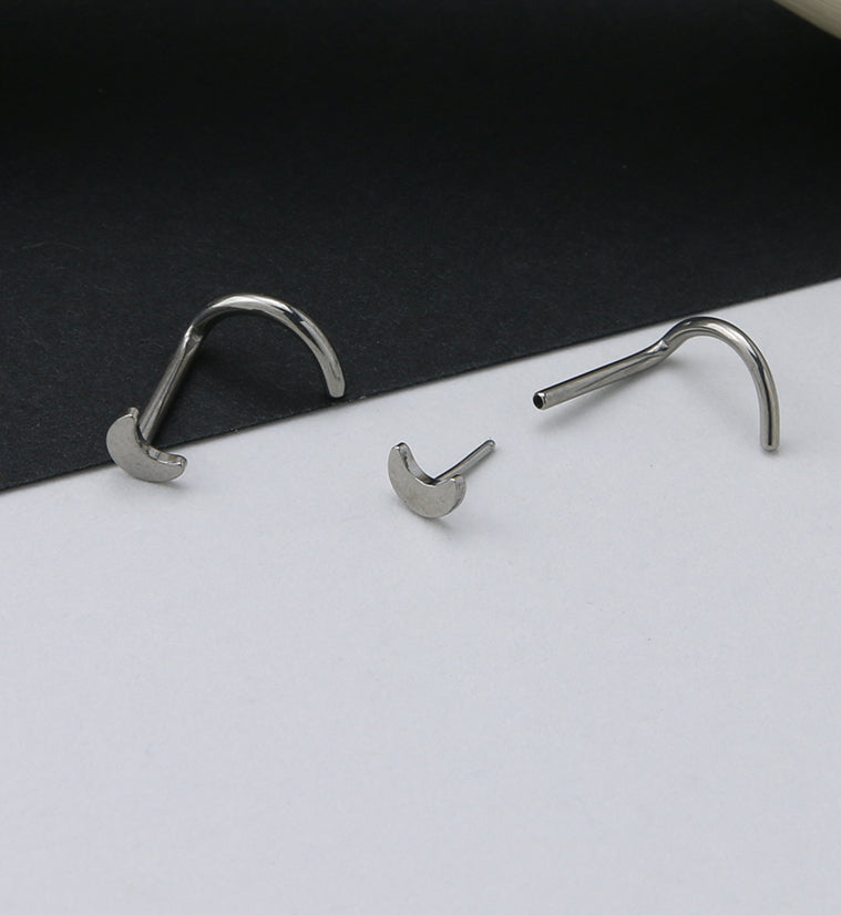 Half Moon Titanium Threadless Nose Screw Ring