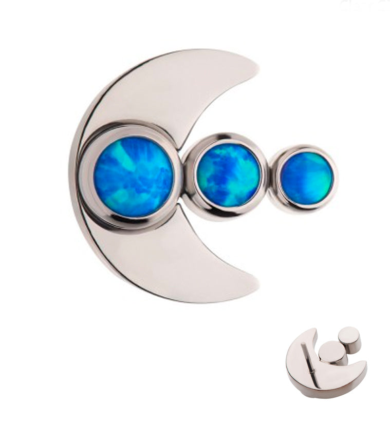 Half Moon Triple Blue Opalite Threadless Titanium Top