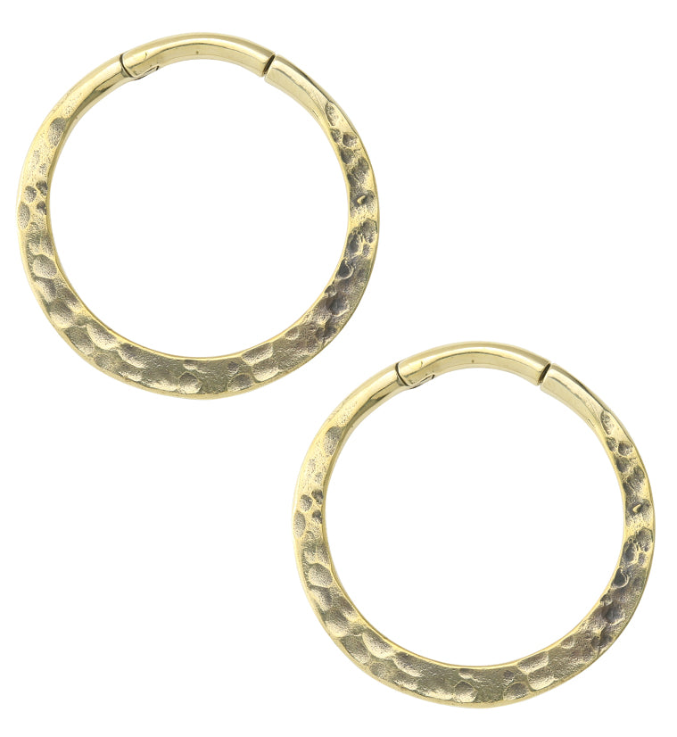Hammered Hoop Hinged Brass Ear Weights