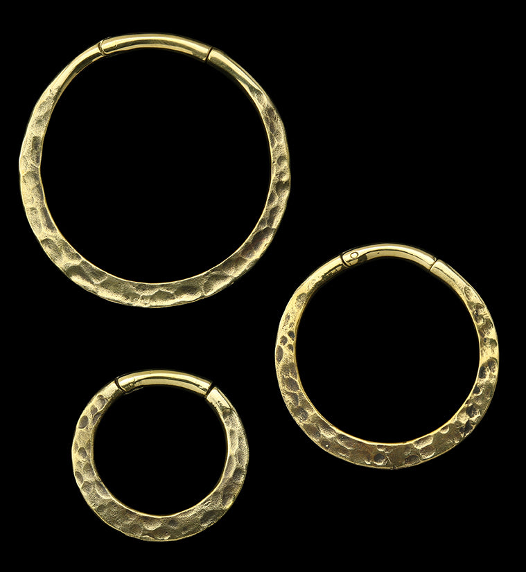 Hammered Hoop Hinged Brass Ear Weights