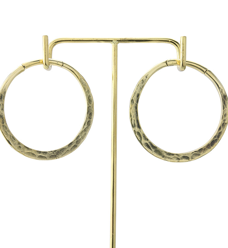 Hammered Hoop Hinged Brass Ear Weights