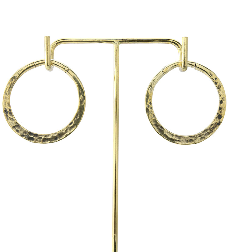 Hammered Hoop Hinged Brass Ear Weights