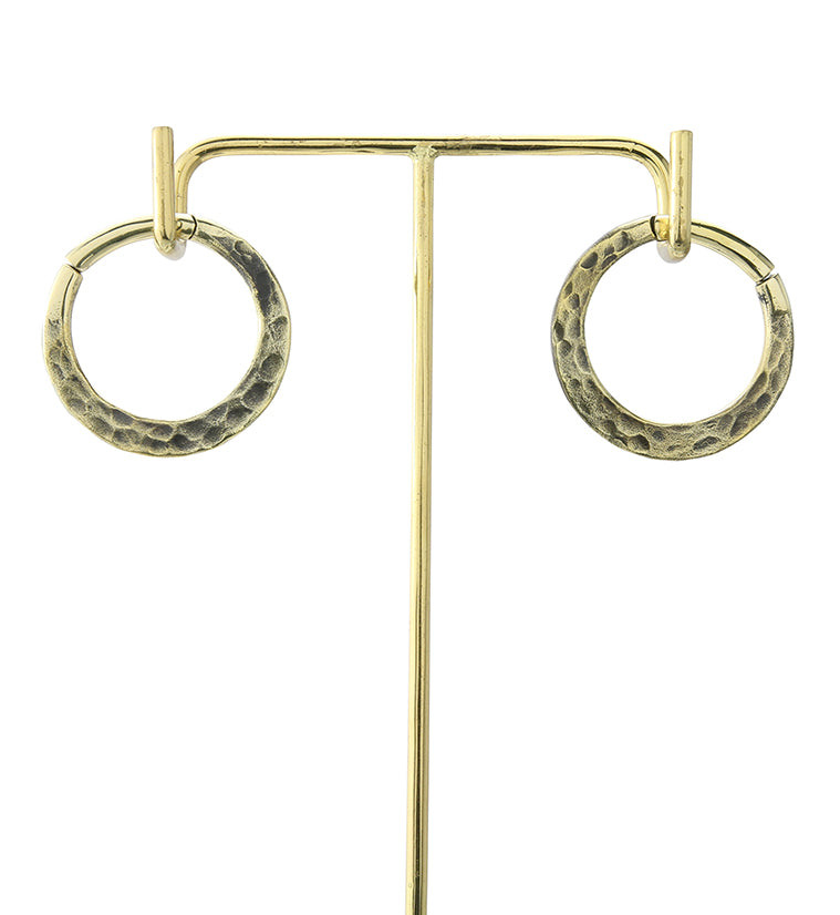 Hammered Hoop Hinged Brass Ear Weights