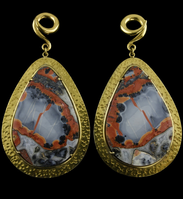 Hammered Lament Maligano Jasper Stone Ear Weights