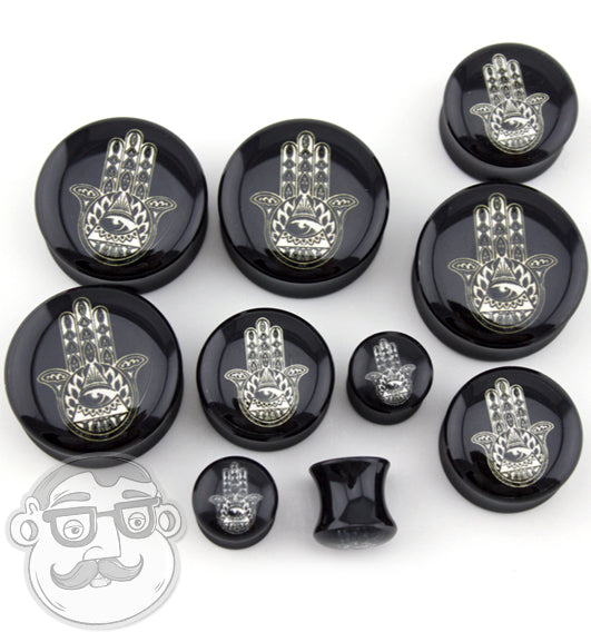 Black Hamsa Hand Plugs
