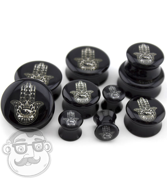 Black Hamsa Hand Plugs