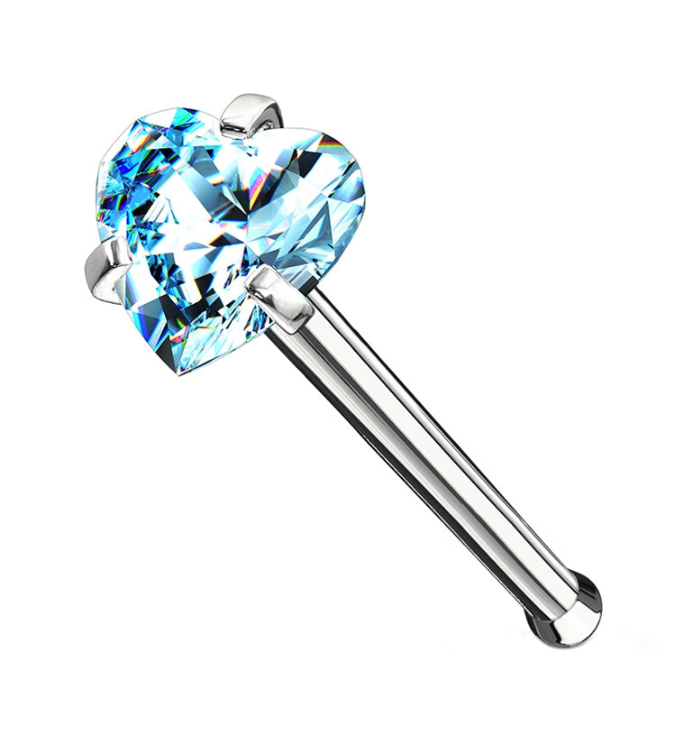 Aqua Heart CZ Stainless Steel Nosebone