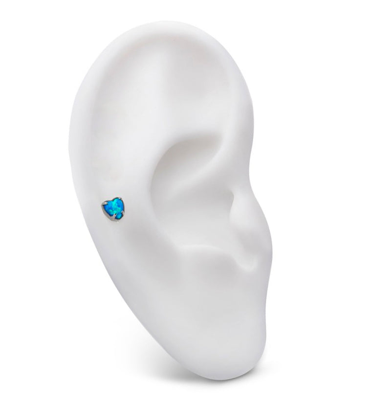 Heart Blue Opalite Threadless Titanium Top