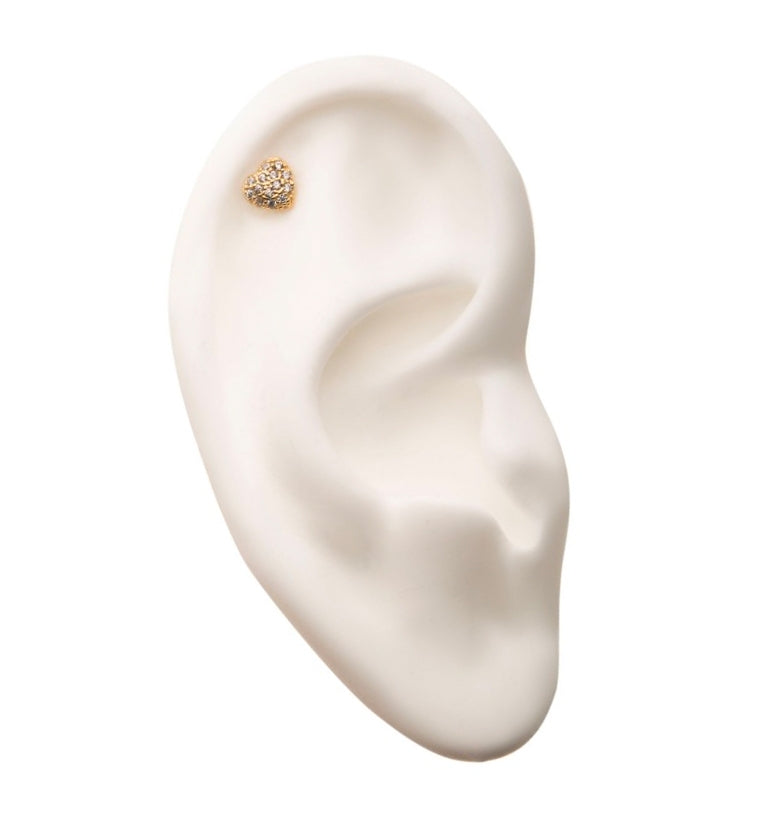 14kt Heart Multi CZ Threadless Top