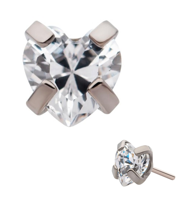 Heart Prong CZ Threadless Top