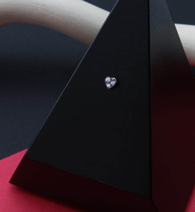 Heart CZ Titanium Threadless Top