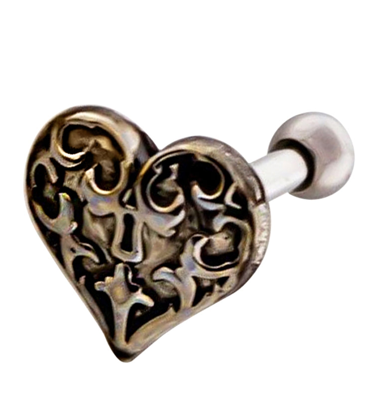 18G Heart Lock Cartilage Barbell