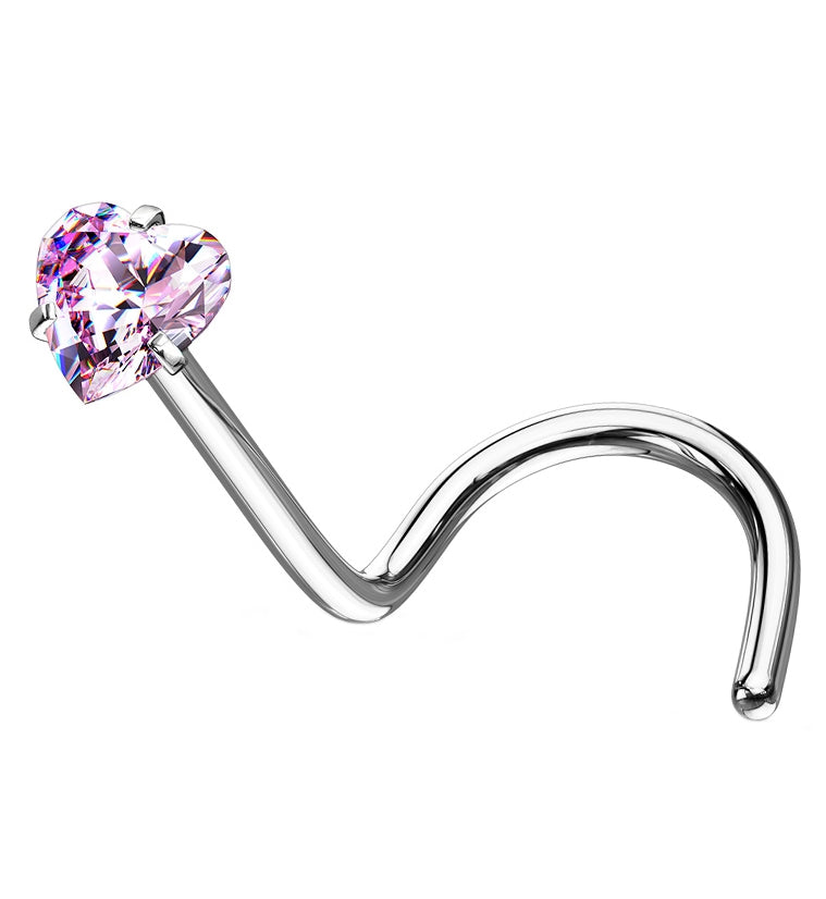 Aqua Heart CZ Stainless Steel Nose Screw