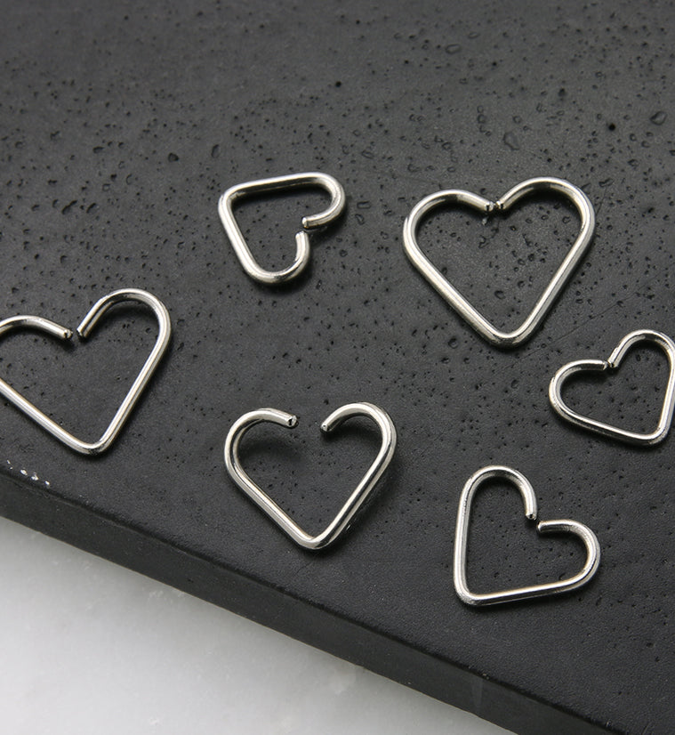 Heart Seamless Titanium Hoop Ring