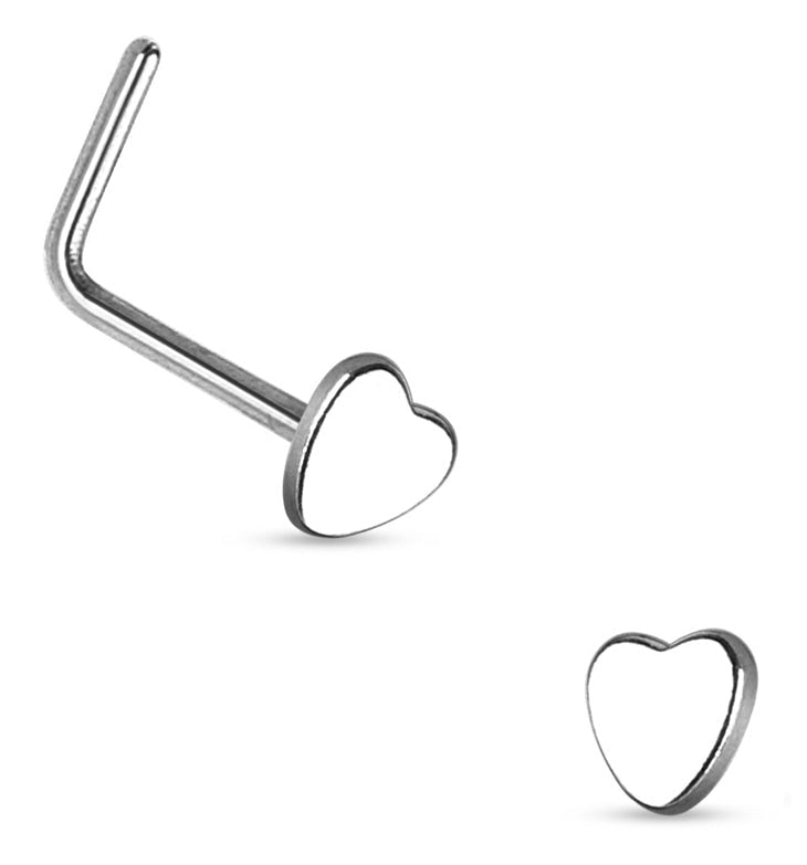 20G Heart Top Stainless Steel L Shaped Nose Ring